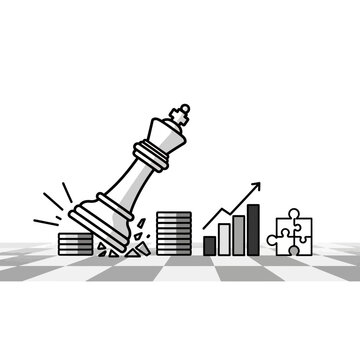 Falling chess king piece strategy failure.