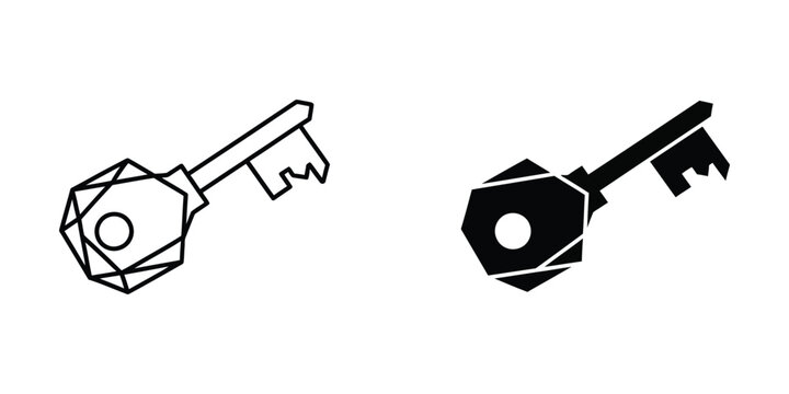 Minimalist key with geometric bow and traditional bit design