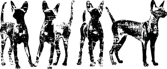 Fototapeta premium digital silhouettes of four standing dogs and one dog in side profile view