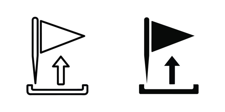 Upward arrow icon with flag signal illustration