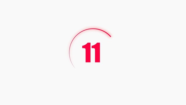 11 seconds countdown timer black color circle 4k illustration with transparent white background. Abstract beautiful countdown icon blue from 11 seconds to 0 seconds. 