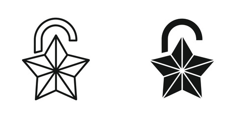 Broken padlock with star keyhole vector icon © Kalam