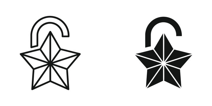 Broken padlock with star keyhole vector icon