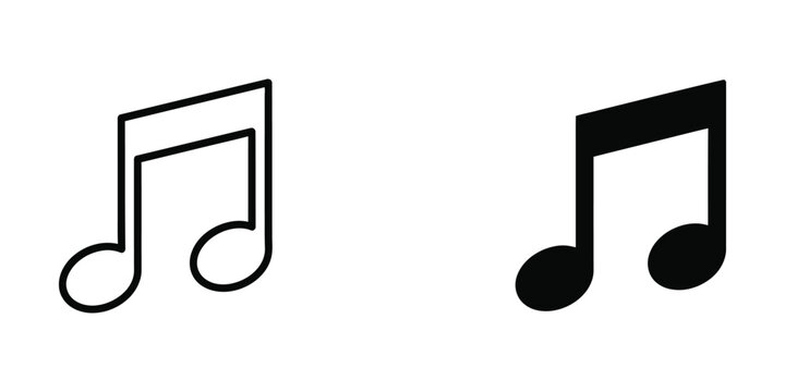 Black and white musical notes icon set with quarter notes