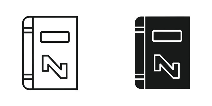 Open notebooks with pn letter design in light and dark versions