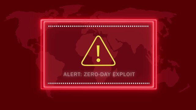 ALERT: ZERO-DAY EXPLOIT warning. Cybersecurity defense and system protection from hackers, secure digital systems, cyberattack prevention. on Black Background and features 4k Animation video