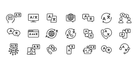 Icon set related to language and translation © dicawyc