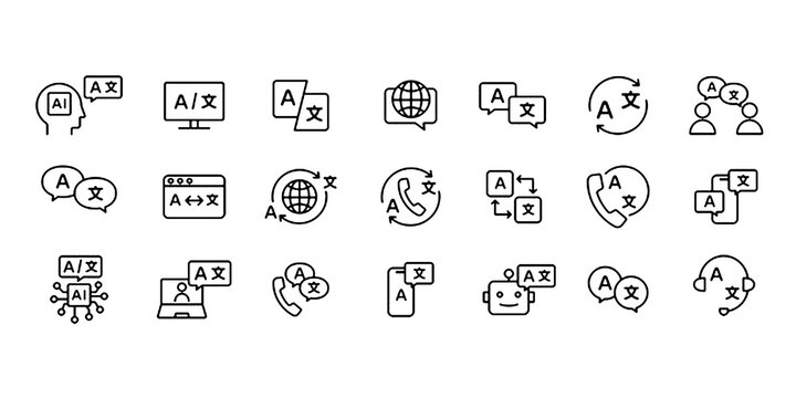 Icon set related to language and translation