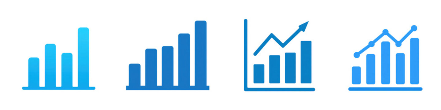 Stock graph png isolated in 3d blue line transparent using for revenue presentation.