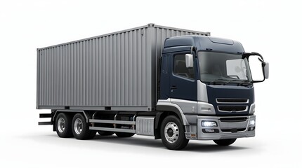 Naklejka premium Heavy Container Truck Isolated on White Background – Realistic Logistics
