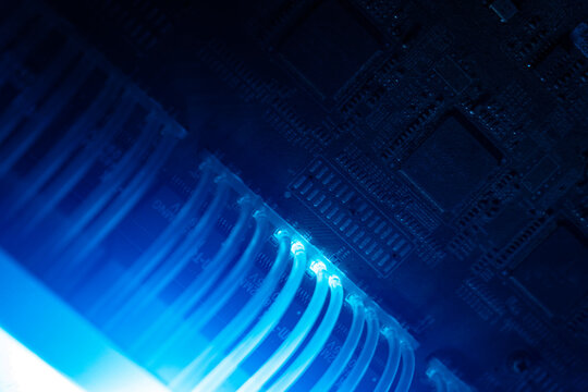Close-up of Data Cables and Circuit Board