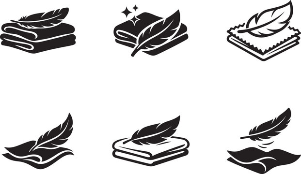 Feather with cloth icon vector for soft fabric, textile, cleaning and lightweight material themes.