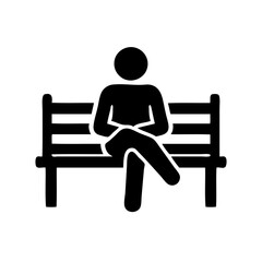 Fototapeta premium Black silhouette of a person sitting on a bench isolated 