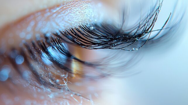 Lash tip texture closeup natural eyelashes macro detail water droplets artistic photography beauty fiber structure wet lashes eye