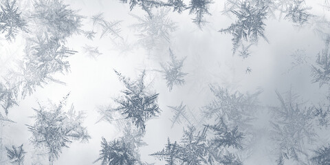 Winter frost patterns with crystalline ice structures on transparent surface for seasonal holiday decorations. © Your Stock Studio