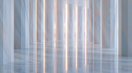 Fototapeta premium abstract bright corridor with soft blue reflections for futuristic architecture interior perspective minimal design and luminous background concept