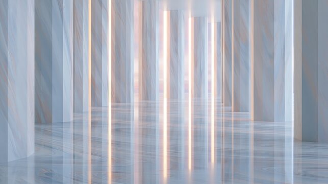 abstract bright corridor with soft blue reflections for futuristic architecture interior perspective minimal design and luminous background concept