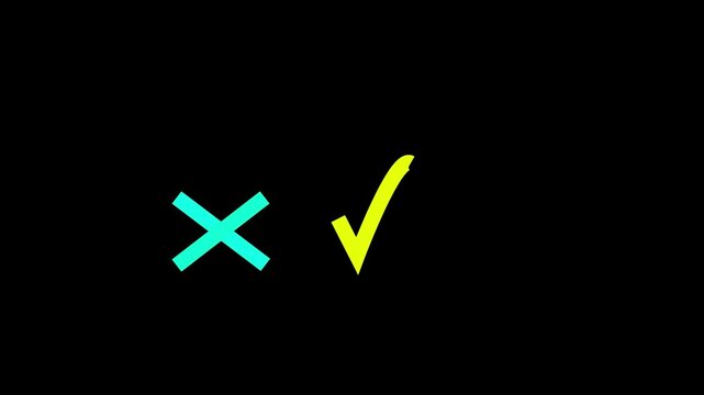 Accept sign with Cross icon . Circle cheek-mark with cross. success checklist icon symbol footage animated video, looping tick icon.