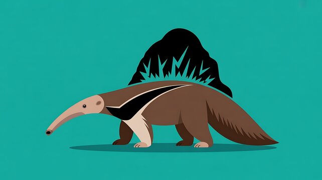 A serene illustration of an anteater walking across a plain