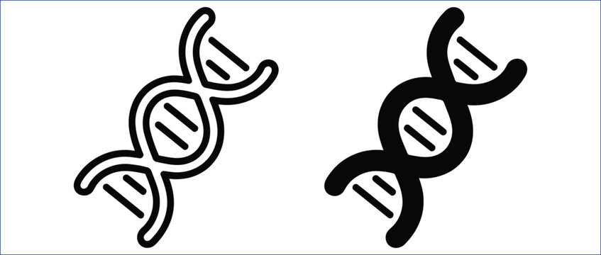 DNA Strand Sign in Modern Abstract Molecular Illustration Style. Symbolizing heredity, genome mapping, biotechnology advancement, life science research and medical discovery