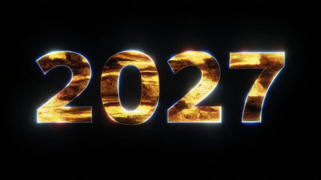 2027 with Augmented Reality texture moving sequence,clean black background