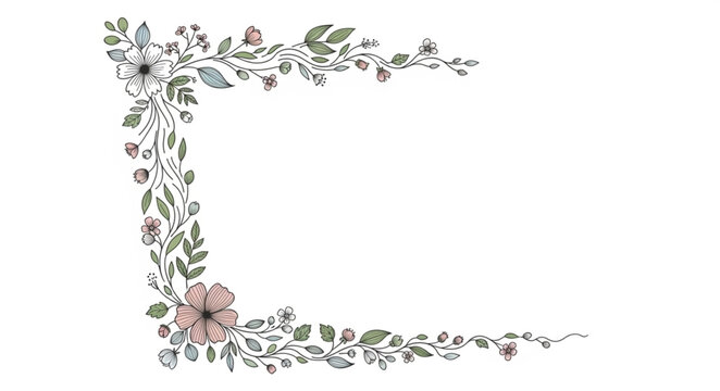 Elegant floral corner design with delicate flowers and leaves.