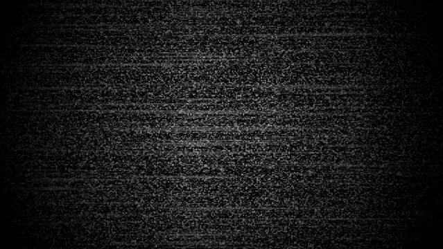 Detailed monochrome television static texture featuring a dense field of black and white noise particles creating a grainy visual effect reminiscent of an analog signal loss on a vintage display