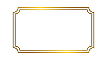 Simple and elegant rectangular shiny gold frame isolated on transparent background. Premium metal decorative golden gradient border frame for luxury design and branding projects. Vector illustration. © LionStudio