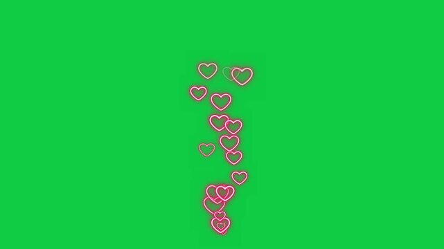 Social Media Neon Lights Hearts Like Button Icons  green screen Overlay Animation,chroma key stream and video isolated social media motion design element