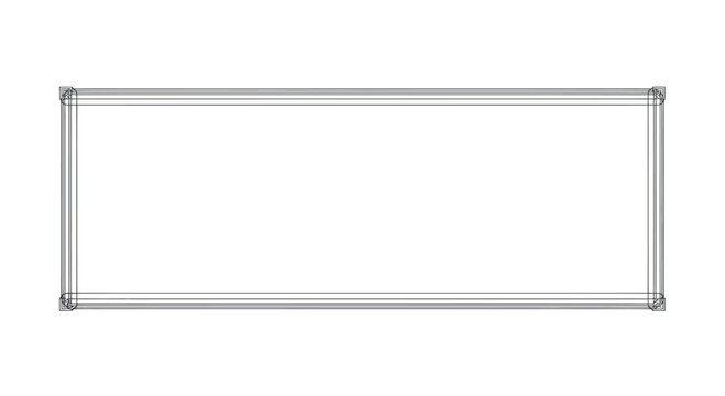 Empty Rectangular Frame with Silver Border on White Background