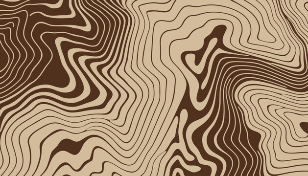 Brown Topographical Contour Line and Geographic Map Pattern Background