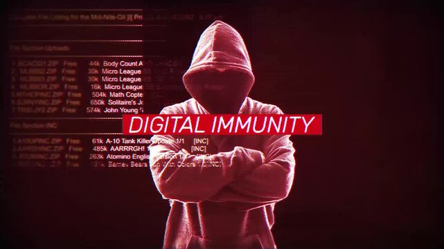 Digital immunity trendy and powerful words on digital screen message on computer screen
