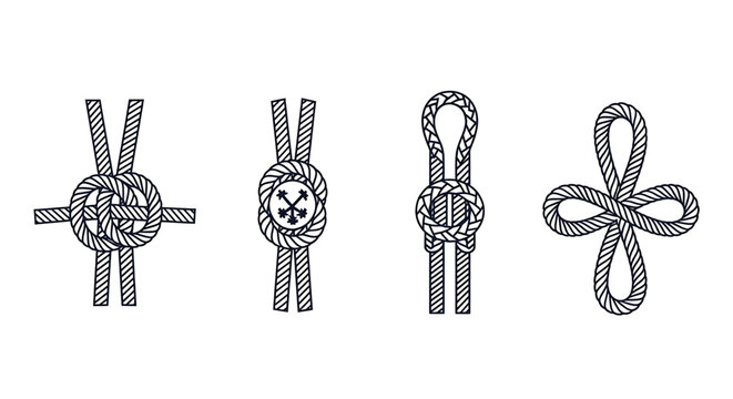 Set of decorative nautical rope knots