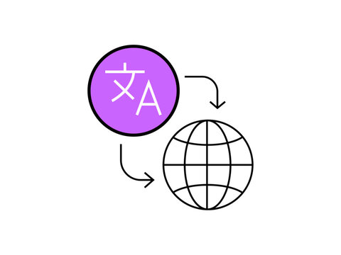 AI Language Translation Icon Vector &ndash; Multilingual Communication and Global Translation Illustration