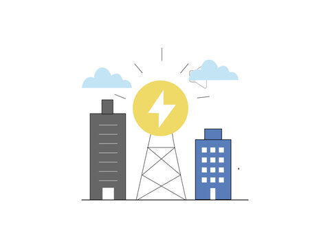 mart Energy Technology Icon Vector &ndash; Electric Power and Sustainable City Illustration