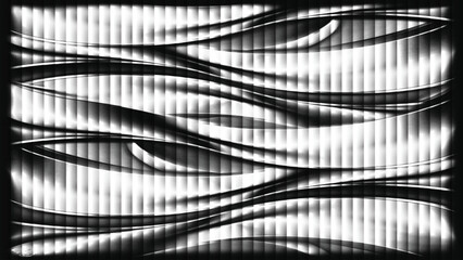 Black and white abstract wave pattern background with flowing lines and striped texture © Abdullah Rubel