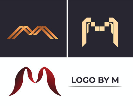 leter M logo design with 3 color .
