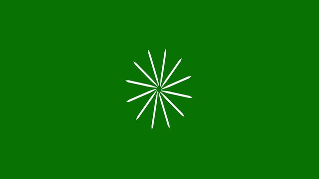 Fireworks line burst in circle, circle bursting firework motion graphics element, zigzag doodle strokes, effective on festival event, solid green screen, 4K animation