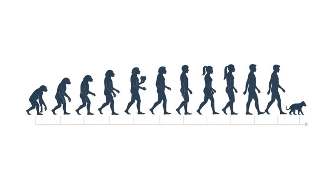 Evolution of human from ape to man.