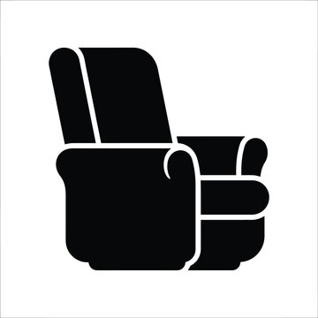 Simple bold icon for black silhouette of a recliner chair