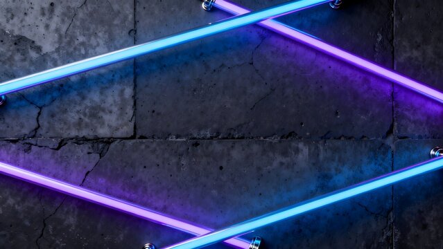 neon lights on cracked wall