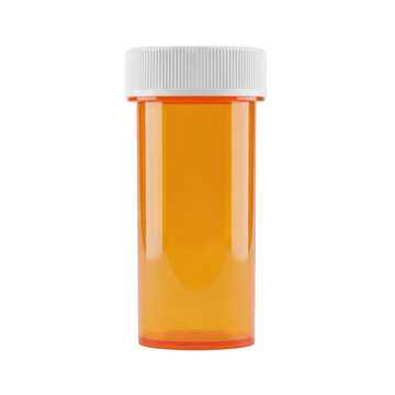 Orange prescription pill bottle with white cap