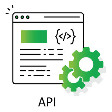 API management icon representing application programming interface and digital connection