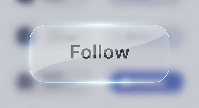 Follow button on transparent background, ui element for social media