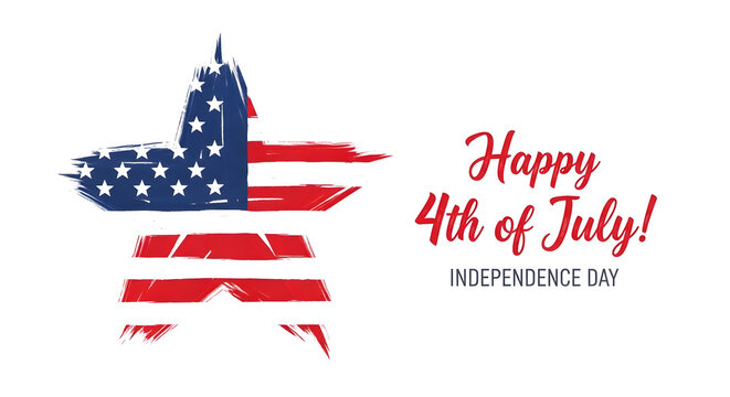 Happy 4th of july independence day star brush stroke flag