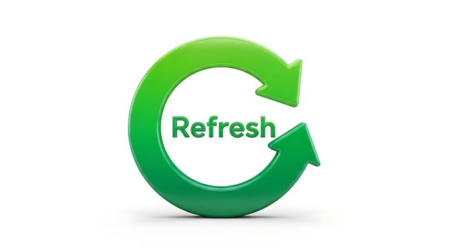 Green refresh icon with circular arrow isolated on white background