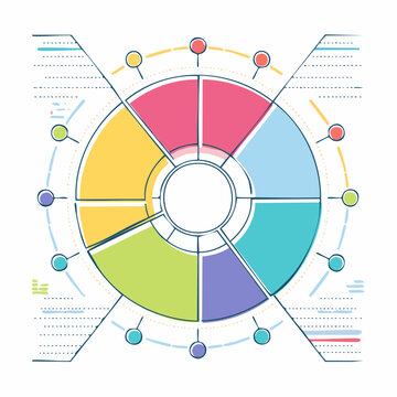 Colorful Circular Infographic Diagram with Data Visualization Elements