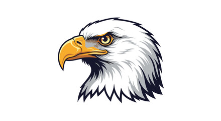 Fototapeta premium Powerful bald eagle head profile illustration showing sharp eyes and a curved yellow beak representing strength and freedom.