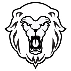 Fototapeta premium Fierce roaring lion head illustration