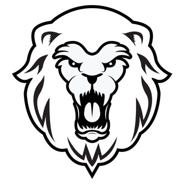 Fierce roaring lion head illustration